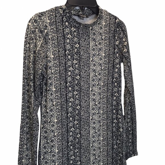 Love Cameron LA Dress Size Large Black Floral Long Sleeve Stretch Mini Bodycon - Picture 3 of 10